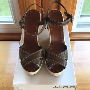 Brown wedge Aldo sandals
